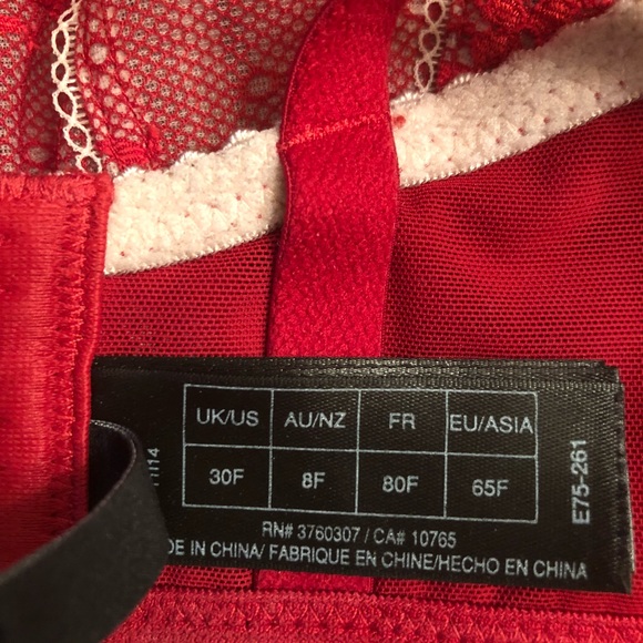 Heidi Klum Lace Bra/Panty Set In Red/Nude - Picture 5 of 6